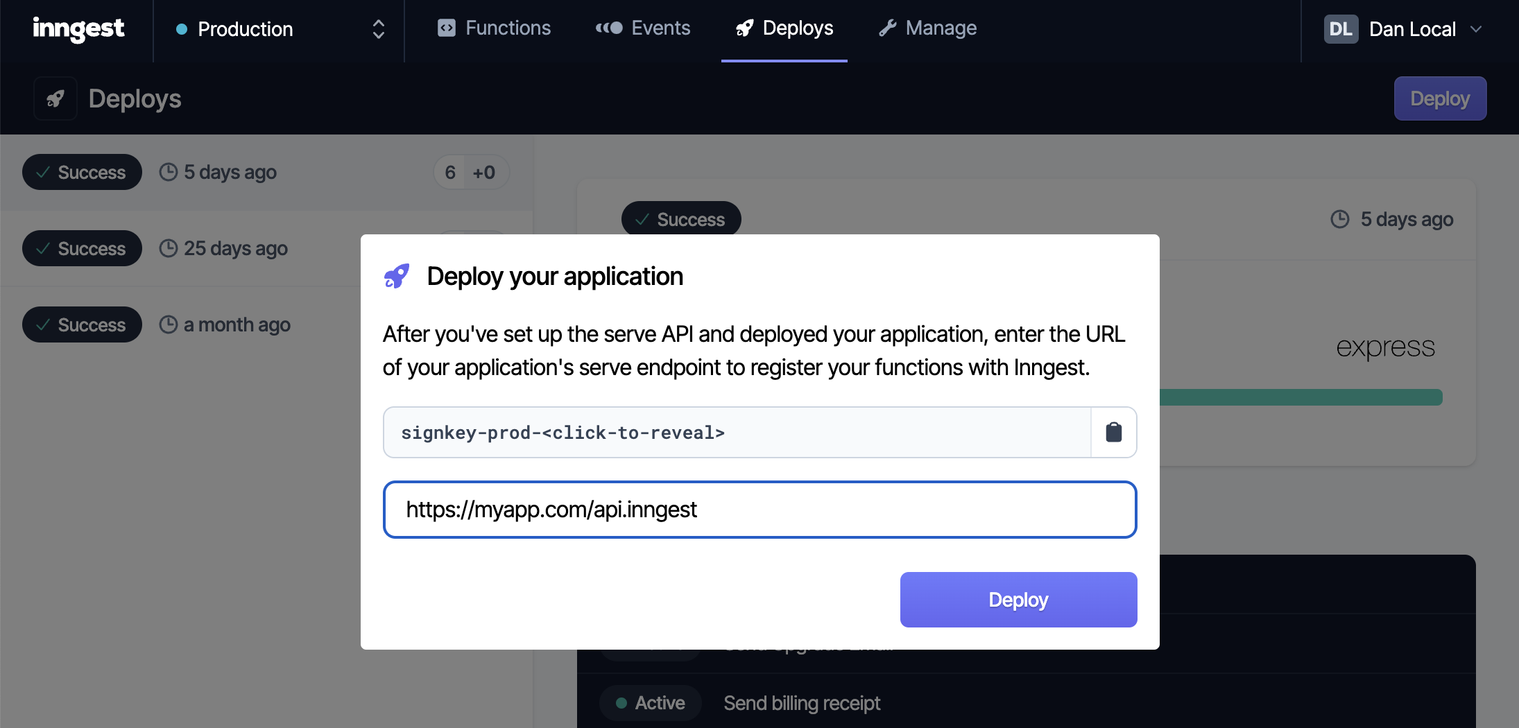 How deploying Inngest functions works